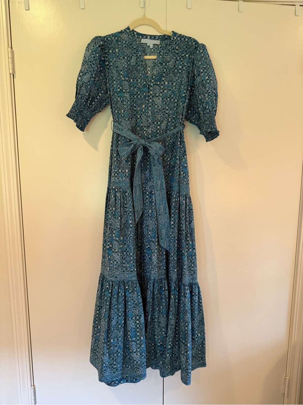 HILL HOUSE YARA DRESS IN NAVY CALICO TRELLIS - Picture 4 of 5